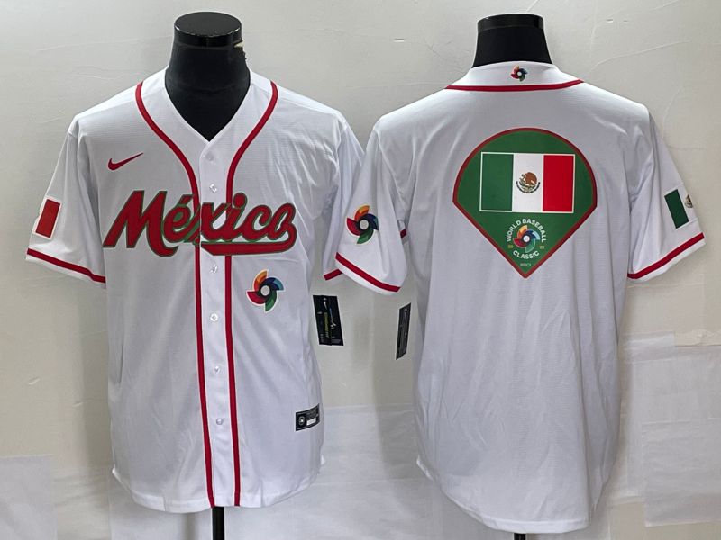 Men 2023 World Cub Mexico Blank White Nike MLB Jersey7